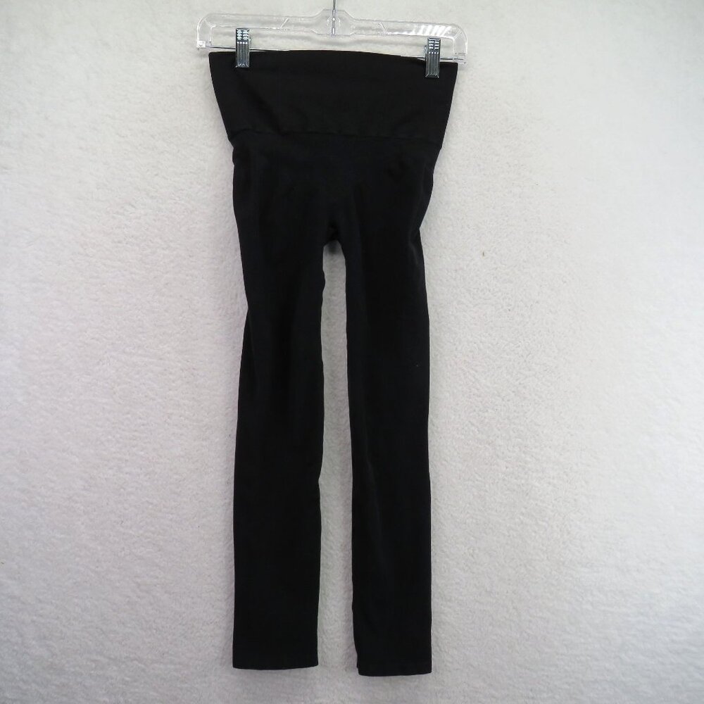 Spanx Look At Me Leggings L Black Cotton Blend High Waist‎ Womens Stretchy Pants
